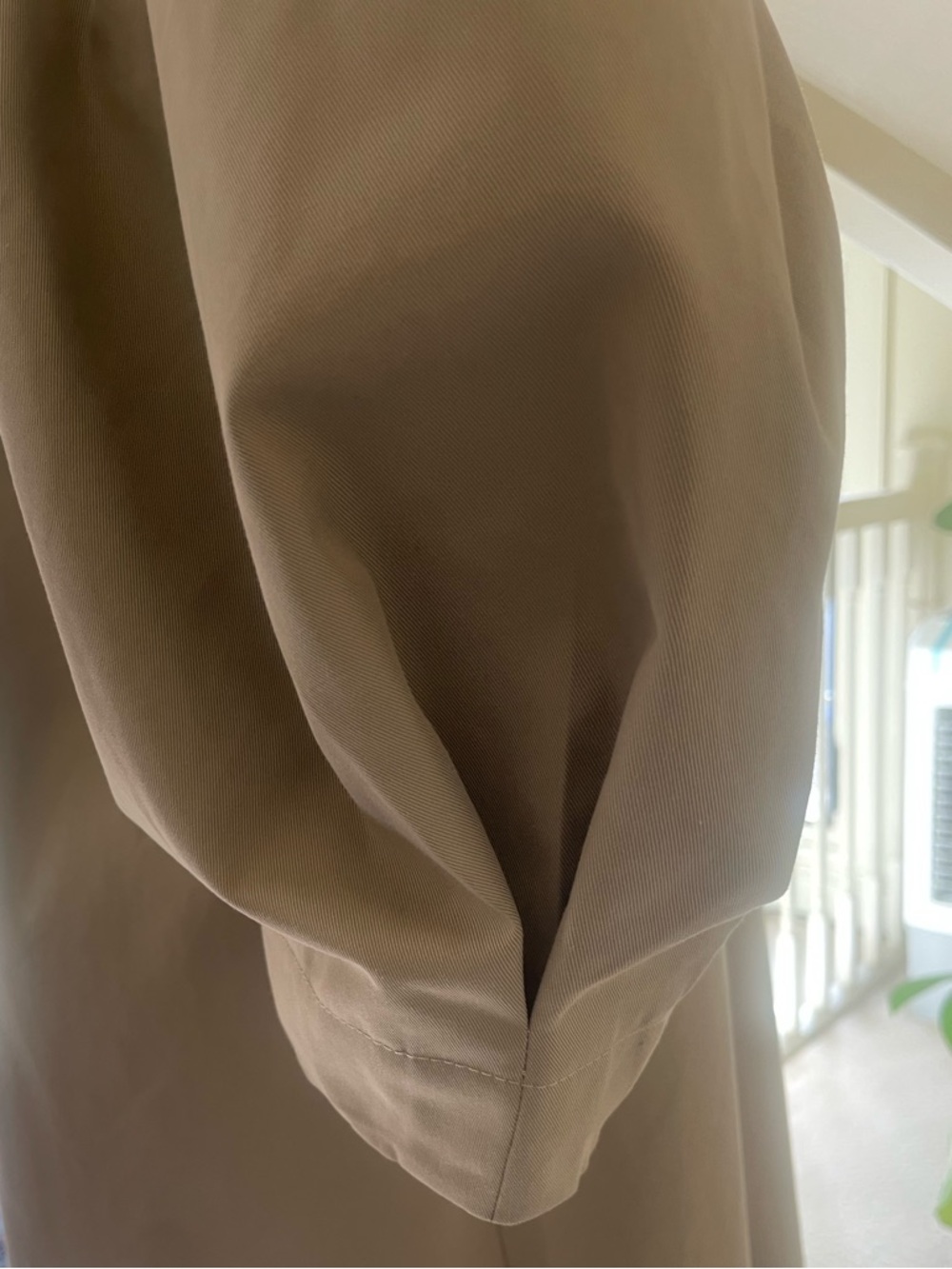 Scallop Detailed Balloon Sleeve‎ Trench Coat / Rain Coat, Khaki  Sz: S/M - Picture 7 of 16